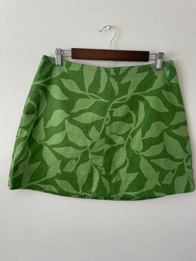Banana Republic Green Floral Linen Blend Boho Resortwear Mini Skirt Women’s 10